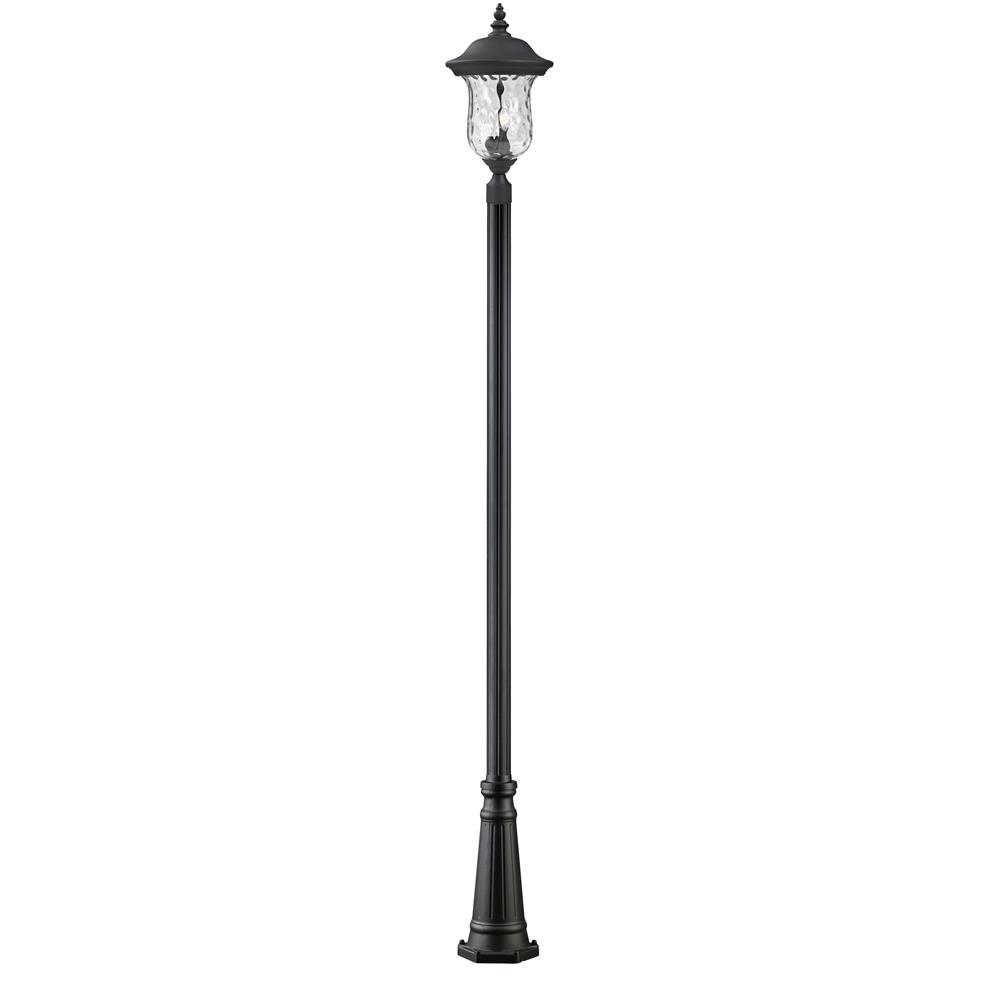 Z-Lite 533PHB-519P-BK Outdoor Post Light in Black with a Clear Waterglass Shade